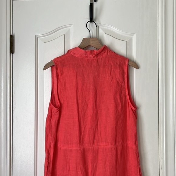 C&C California | Sleeveless 100% Linen Dress w. Collar in Coral Size 10 Summer - Picture 6 of 9